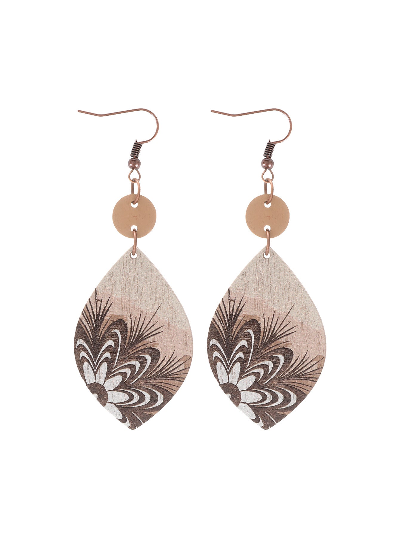Wholesale cactus sheep head pattern irregular shape wooden earrings